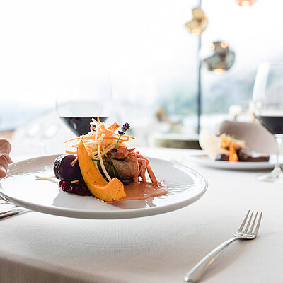 Gericht im Gourmethotel STOCK resort in Österreich