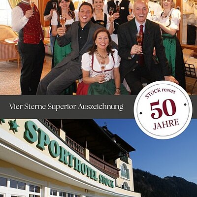 Im Jahr 2008 wird das Sporthotel STOCK mit der 4-Sterne-Superior-Auszeichnung geehrt – ein besonderer Meilenstein in unserer Geschichte.